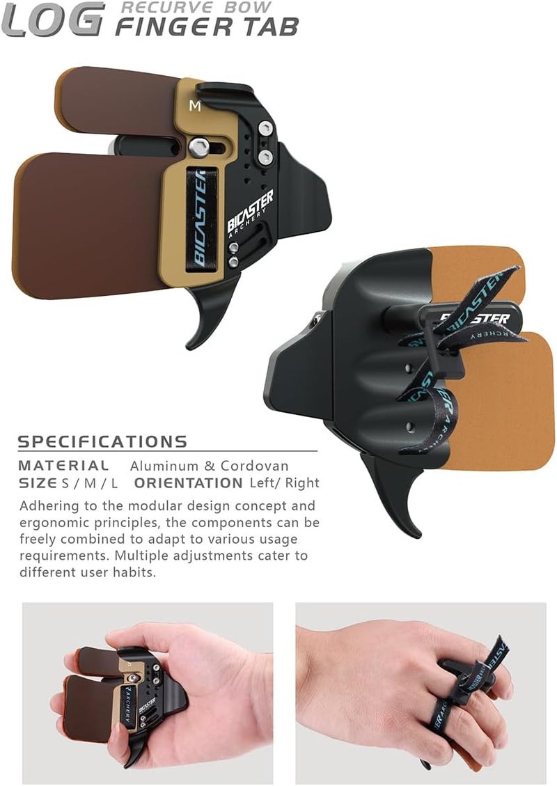 BICASTER Archery Log Recurve Finger Tab Cordovan (Medium, Right) - Image 4